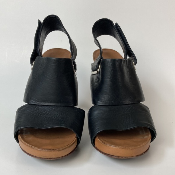 Theory Black Leather Sling Back Heeled Sandal - Picture 3 of 13